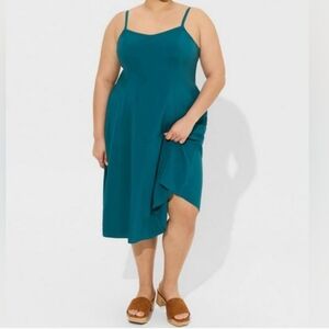 Torrid Sweetheart Neckline  Green Teal Blue Challis Sundress 3X 22/24 NWT